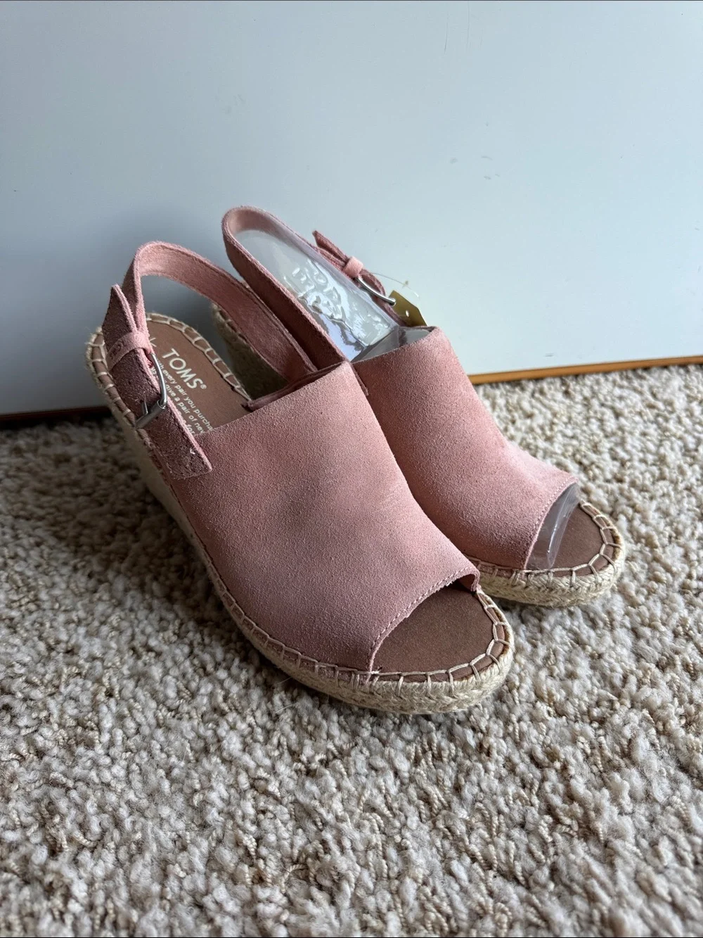 Toms Mauve Suede Espadrille Slingback Wedges Sz 8